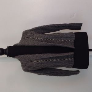 C & C California Grey Crop Wool Cardi Sweater Chain S